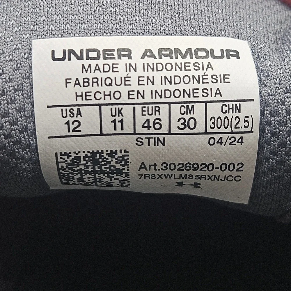 Under Armour Mens HOVR Drive Pro Spikeless Golf Shoes Black‎ Grey 3026920-002 12